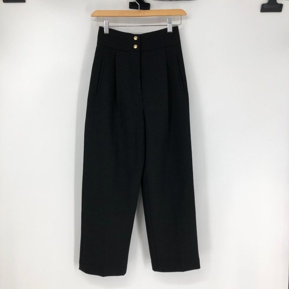 Le fou Wilfred Aritzia Black Dress Pants with Gold front buttons Size 00 - Picture 16 of 16